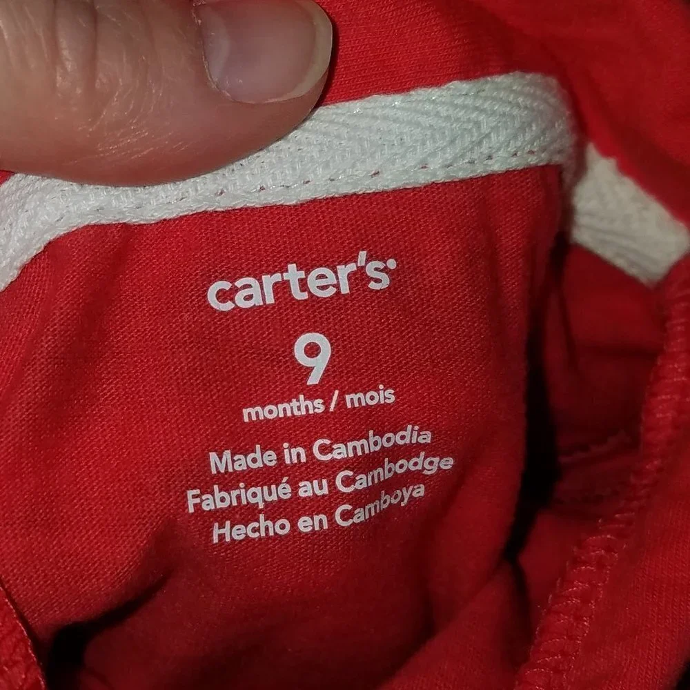 Carter's Polo Shirt Salmon Navy Blue Stripes Baby 9 Months Boy Girl